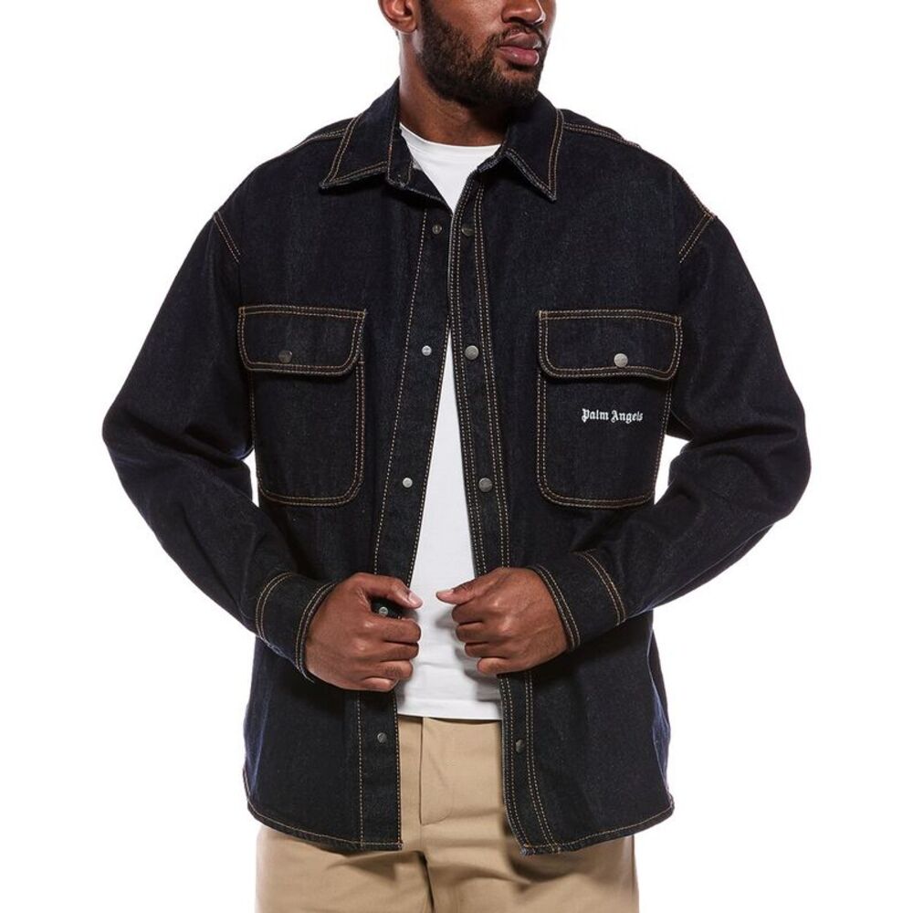 Palm Angels Mens Jacket, Blue